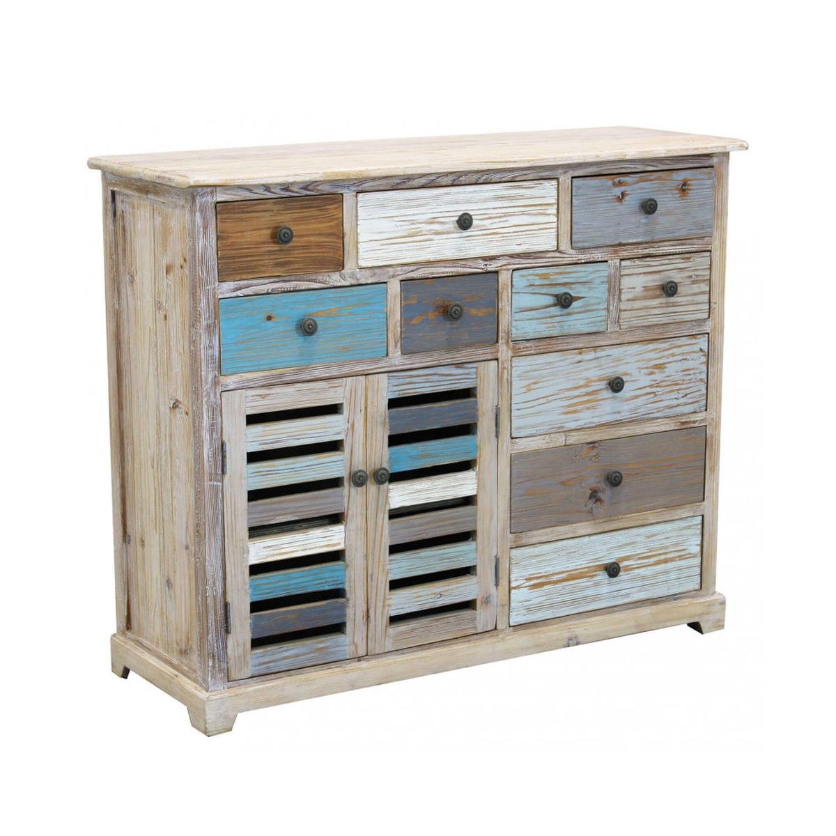 Buffet commode shabby chic en bois multicolore Greg