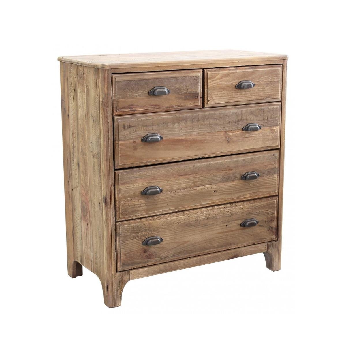 Commode en bois naturel pour chambre à coucher 5 tiroirs Farley