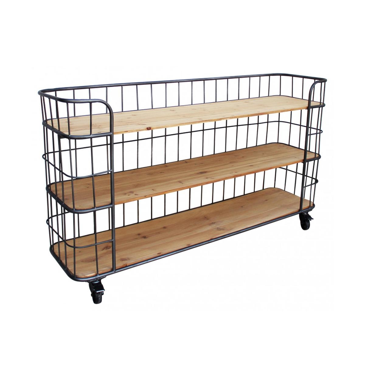 Étagère mobile 3 niveaux style industriel avec roulettes Abner