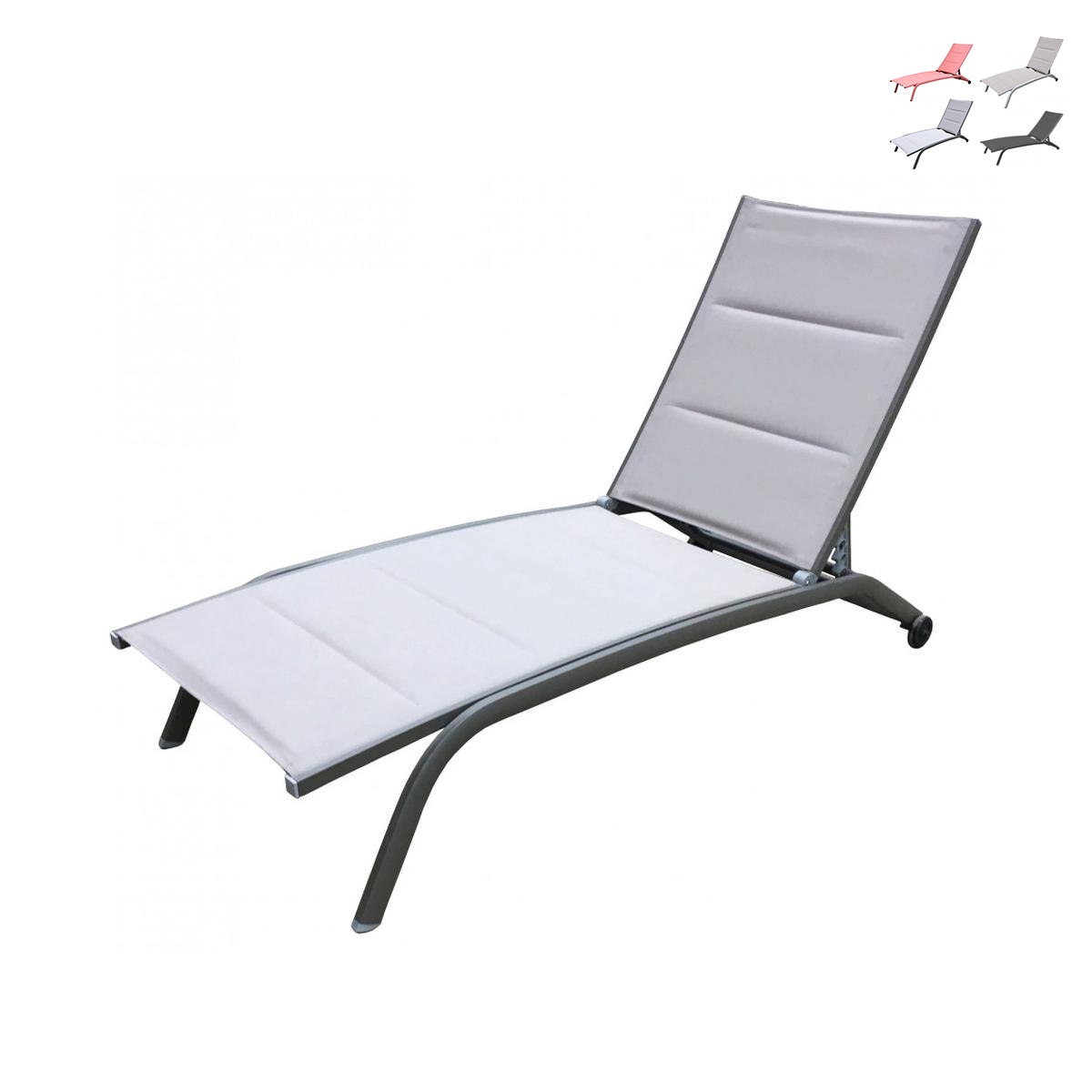 Chaise longue de jardin en aluminium avec roues empilable Itaca