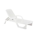 Chaise longue de jardin piscine en polypropylène blanc avec roues Zanzibar Promotion