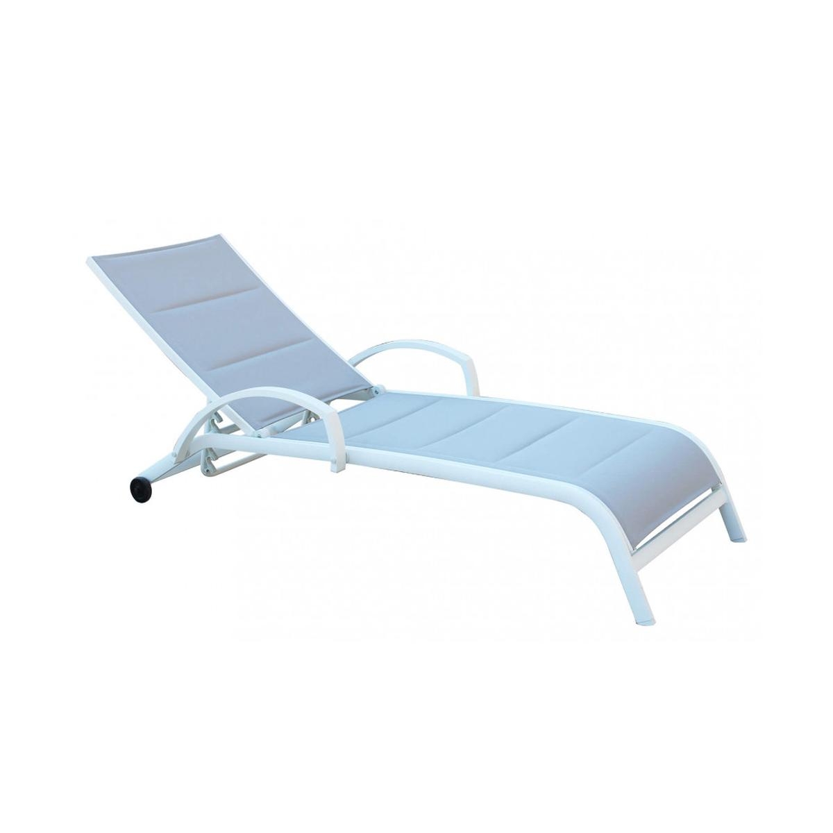 Chaise longue de jardin blanche empilable avec roues Malaga