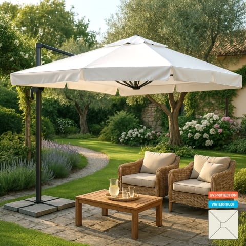 Parasol déporté de jardin 2.5 mètres carré en aluminium bar Paradise Promotion
