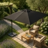 Parasol de jardin déporté mât réglable en aluminium 3x3 Paradise Noir Remises