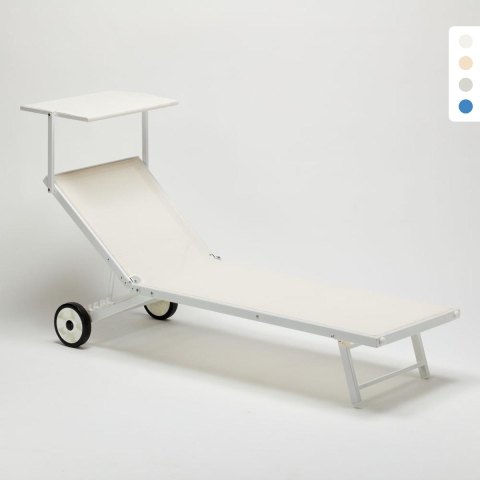 Bain de soleil avec roues transat aluminium jardin piscine Alabama Promotion