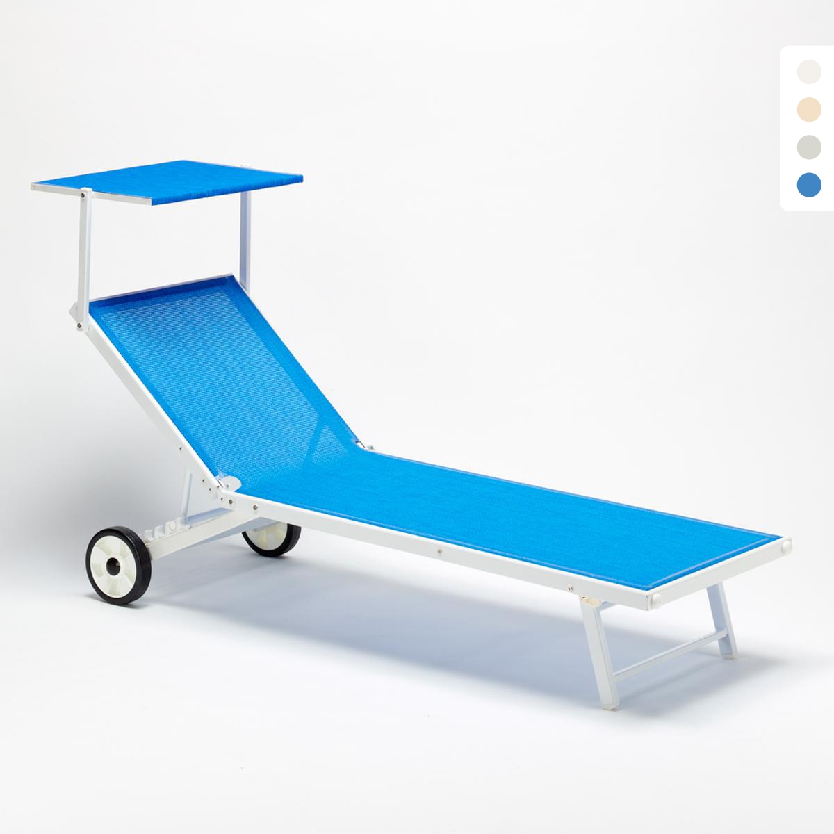 Bain de soleil avec roues transat aluminium jardin piscine Alabama Remises