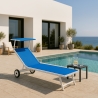 Bain de soleil avec roues transat aluminium jardin piscine Alabama Réductions