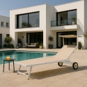 4 Bains de soleil avec roues transats plage jardin aluminium Alabama Remises