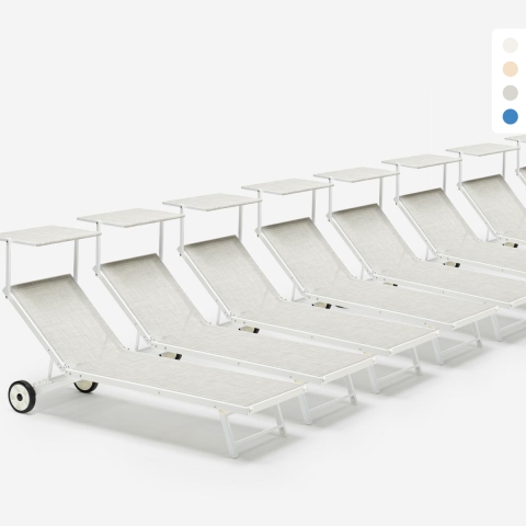 20 Bains de soleil avec roues transat aluminium piscine jardin Alabama Promotion
