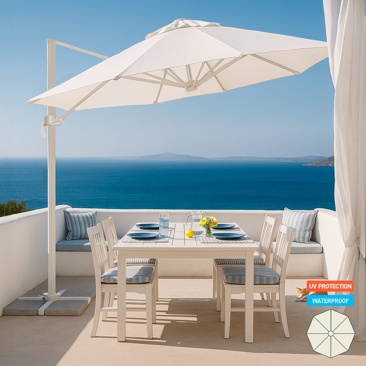 Parasol de jardin déporté en aluminium 3x3 Paradise White Promotion Parasol de jardin déporté en aluminium 3x3 Paradise White Promotion