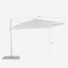 Parasol de jardin déporté en aluminium 3x3 Paradise White 