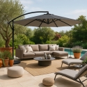 Parasol de jardin déporté 3 mètres octogonal en aluminium bar Fan Noir Dimensions