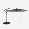 Parasol de jardin déporté 3 mètres octogonal en aluminium bar Fan Noir 