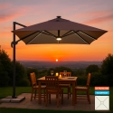 Parasol de jardin déporté bras réglable et LED 3x3 Paradise Brown Light Promotion