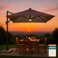 Parasol de jardin déporté bras réglable et LED 3x3 Paradise Brown Light Promotion