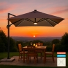 Parasol de jardin déporté bras réglable et LED 3x3 Paradise Brown Light Promotion