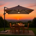 Parasol de jardin déporté bras réglable et LED 3x3 Paradise Brown Light Remises