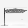 Parasol de jardin déporté bras réglable et LED 3x3 Paradise Brown Light 