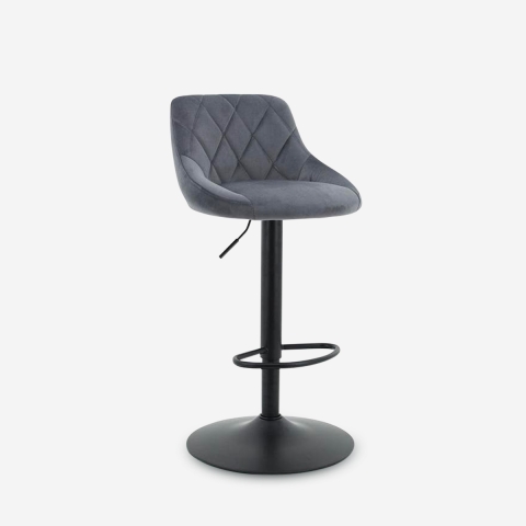 Tabouret de bar cuisine pivotant réglable repose-pieds velours matelassé Nox Promotion
