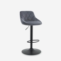 Tabouret de bar cuisine pivotant réglable repose-pieds velours matelassé Nox Promotion