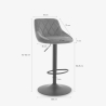 Tabouret de bar cuisine pivotant réglable repose-pieds velours matelassé Nox 