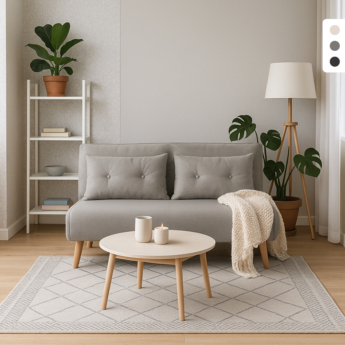 Canapé-lit 2 places style scandinave en tissu Elettra
