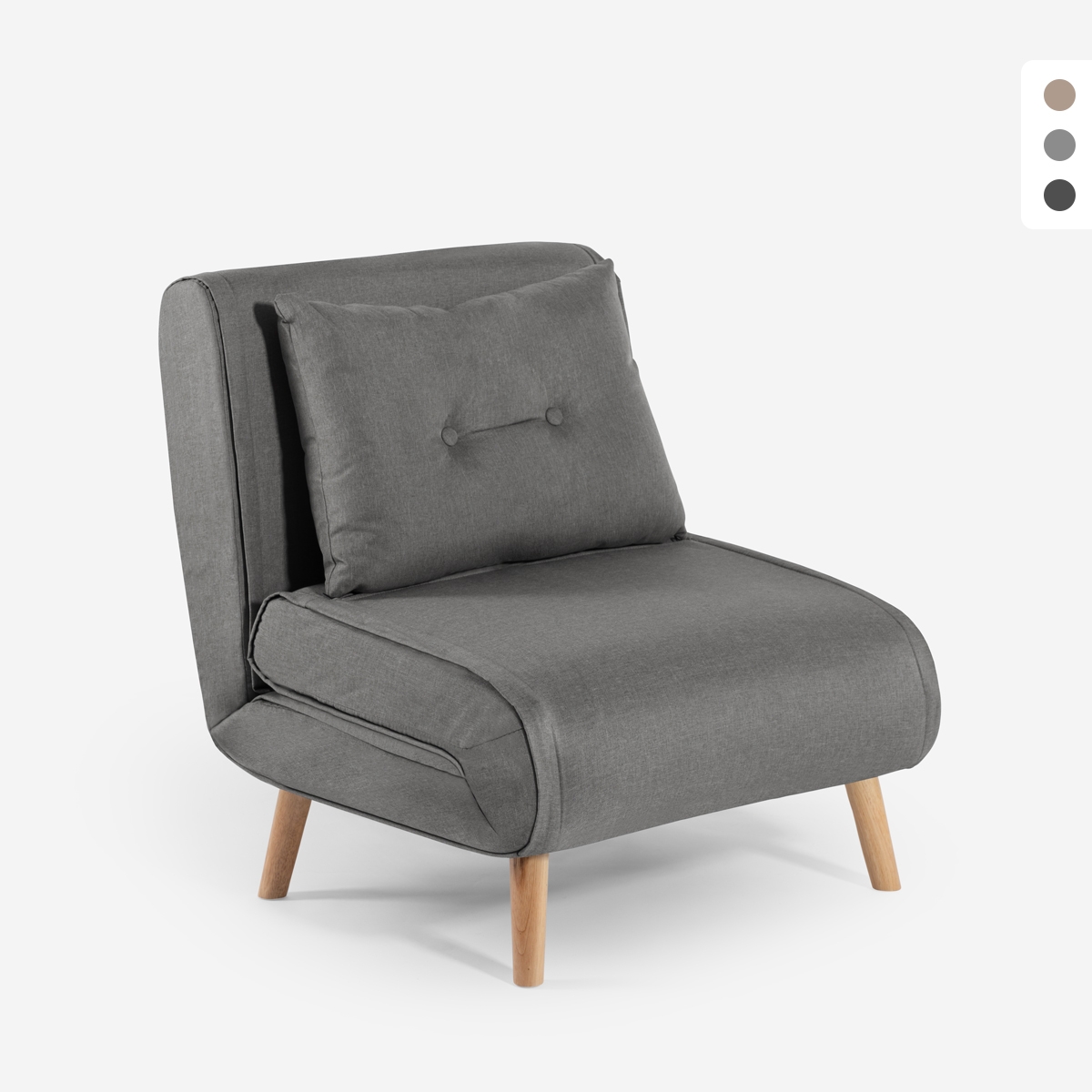 Fauteuil-lit pliant en tissu avec pieds en bois Miriam