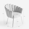 Fauteuil de salon en coquillage design moderne velours pieds dorés Calicis 