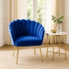 Fauteuil de salon en coquillage design moderne velours pieds dorés Calicis Remises