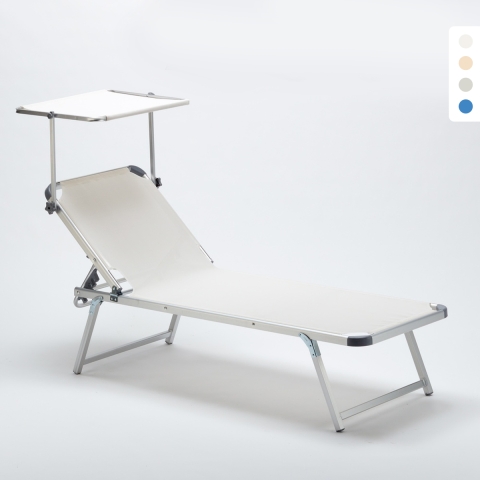 Transat de plage bain de soleil en aluminium avec pare-soleil Nettuno Promotion