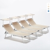 4 bains de soleil de plage en aluminium avec pare-soleil Nettuno Promotion