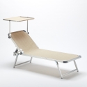 4 bains de soleil de plage en aluminium avec pare-soleil Nettuno 