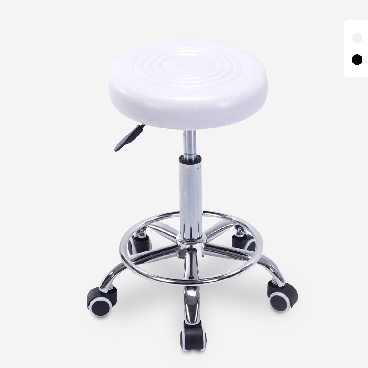 Tabouret à roulettes pivotant avec assise en similicuir Nabu