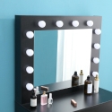 Coiffeuse table de maquillage noire avec tabouret miroir à LED Gaia Black 