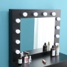 Coiffeuse table de maquillage noire avec tabouret miroir à LED Gaia Black 