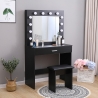 Coiffeuse table de maquillage noire avec tabouret miroir à LED Gaia Black Catalogue