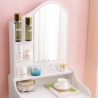 Coiffeuse et table de maquillage mobile avec miroir et tabouret Flora 