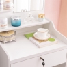 Coiffeuse et table de maquillage mobile avec miroir et tabouret Flora 