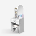 Coiffeuse et table de maquillage mobile avec miroir et tabouret Flora Remises