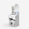 Coiffeuse et table de maquillage mobile avec miroir et tabouret Flora Remises