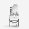 Coiffeuse et table de maquillage mobile avec miroir et tabouret Flora Catalogue