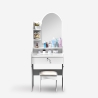Coiffeuse et table de maquillage mobile avec miroir et tabouret Flora Catalogue