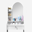 Coiffeuse et table de maquillage mobile avec miroir et tabouret Flora Modèle