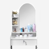 Coiffeuse et table de maquillage mobile avec miroir et tabouret Flora Modèle