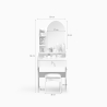 Coiffeuse et table de maquillage mobile avec miroir et tabouret Flora 