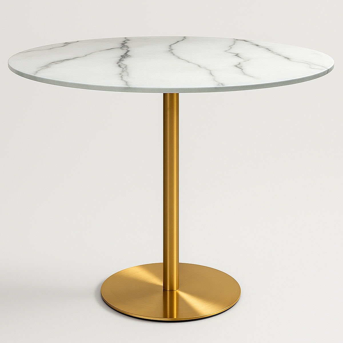 Table de salle à manger ronde style Goblet 120cm effet marbre doré Monika+ Promotion