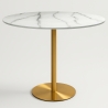 Table de salle à manger ronde style Goblet 120cm effet marbre doré Monika+ Promotion