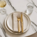 Table de salle à manger ronde style Goblet 120cm effet marbre doré Monika+ Dimensions