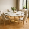 Table de salle à manger ronde style Goblet 120cm effet marbre doré Monika+ Remises