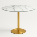 Table Goblet ronde 80cm effet marbre doré style classique Monika Promotion